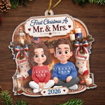 Custom First Christmas Acrylic Ornament - Personalized Anniversary Christmas Wedding Gifts For Husband, Wife - Our Warm Holiday Sanctuary