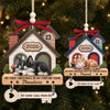 Custom First Christmas Wooden Ornament With Tag - Personalized Christmas Birthday Gifts For Dog Cat Lovers, Dog Dad And Mom, Cat Owners - Curled Up In Love