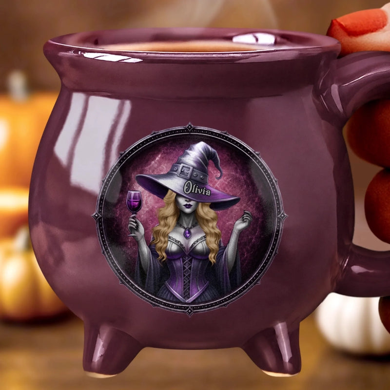 Custom Witchy Cauldron Coffee Mug - Personalized Halloween Gifts For Witch, Wife, Daughter, Besties, Sisters, Granddaughter, Grandma, Mom, Yourself - Starry Night, Witchy Mind