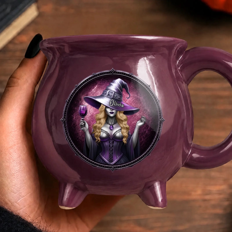 Custom Witchy Cauldron Coffee Mug - Personalized Halloween Gifts For Witch, Wife, Daughter, Besties, Sisters, Granddaughter, Grandma, Mom, Yourself - Starry Night, Witchy Mind