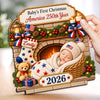 Custom First Christmas 2-Layered Wooden Plaque - Personalized America 250th Anniversary Christmas Gifts For New Moms, New Dads, New Parents - Little Star Of Our Hearts