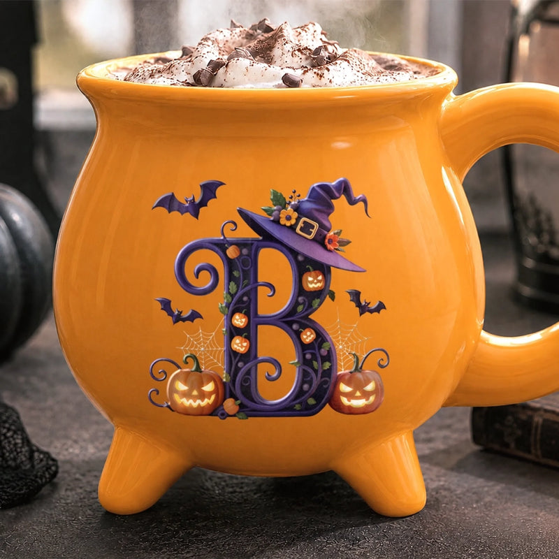 Custom Witchy Ceramic Cauldron Mug - Personalized Halloween Birthday Gifts For Witch, Wife, Daughter, Besties, Sisters, Granddaughter, Grandma, Mom, Yourself - Wicked Charm, Twilight Skies
