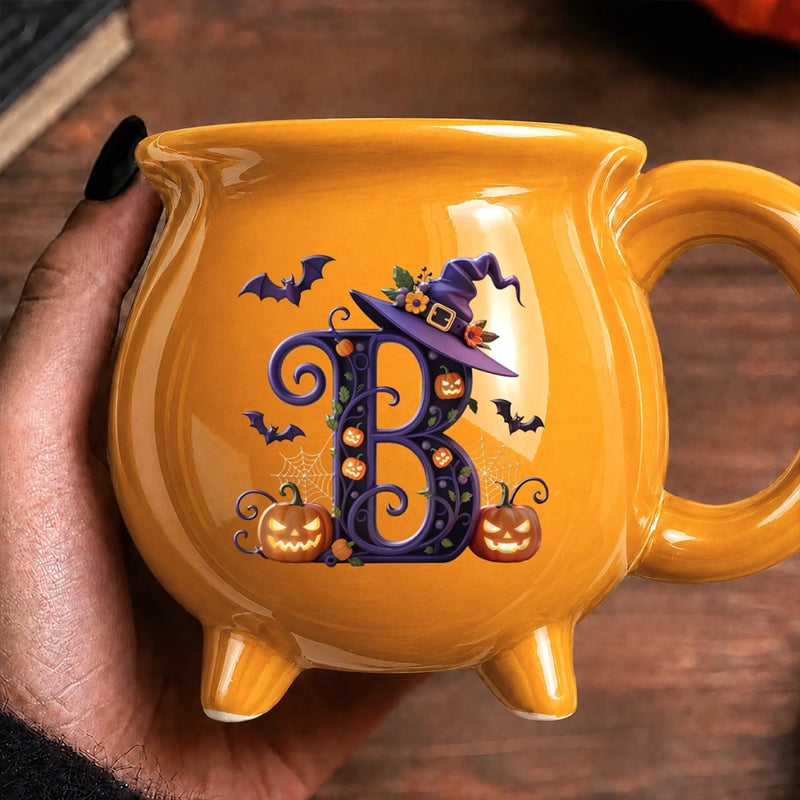 Custom Witchy Ceramic Cauldron Mug - Personalized Halloween Birthday Gifts For Witch, Wife, Daughter, Besties, Sisters, Granddaughter, Grandma, Mom, Yourself - Wicked Charm, Twilight Skies