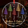 Custom Circle Glass Ornament - Personalized Christmas Birthday Gifts For Mom, Dad, Brother, Sister - Side By Side Forever