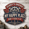 Custom Shaped Metal Sign - Personalized Birthday Gifts For Husband, Son, Grandson, Brother, Grandpa, Dad, Yourself - Work In Progress Always Happy