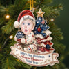 Custom Photo First Christmas Acrylic Ornament - Personalized America 250th Anniversary Christmas Gifts For New Moms, New Dads, New Parents - Our Bright Little Patriotic Star