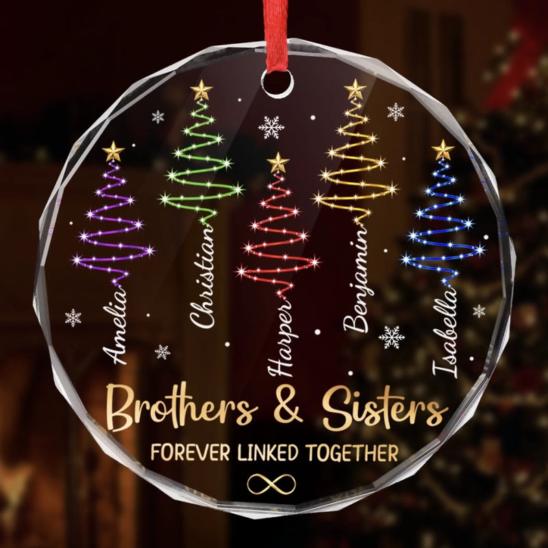 Custom Circle Glass Ornament - Personalized Christmas Birthday Gifts For Mom, Dad, Brother, Sister - Linked By Endless Love