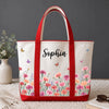 Custom Canvas Tote Bag - Personalized Teacher Appreciation, Back To School Gifts For Teachers,  Wife, Daughter, Besties, Sisters, Granddaughter, Grandma, Mom, Yourself - Botanical Charm