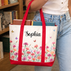 Custom Canvas Tote Bag - Personalized Teacher Appreciation, Back To School Gifts For Teachers,  Wife, Daughter, Besties, Sisters, Granddaughter, Grandma, Mom, Yourself - Botanical Charm