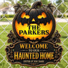 Custom Shaped Metal Sign - Personalized Halloween Birthday Gifts For Mom, Dad, Brother, Sister - Our Kind Of Family Fright