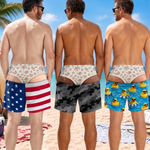 Custom Funny Patriotic Men Swim Trunks - Personalized Summer Vacation And Travel Gifts For Husband, Son, Grandson, Brother, Grandpa, Dad, Yourself - My Plans Involve No Plans