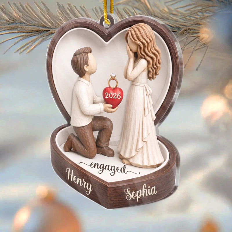 Custom First Christmas Acrylic Ornament - Personalized Anniversary Christmas Wedding Gifts For Husband And Wife, Him And Her - From Yes To Forever After
