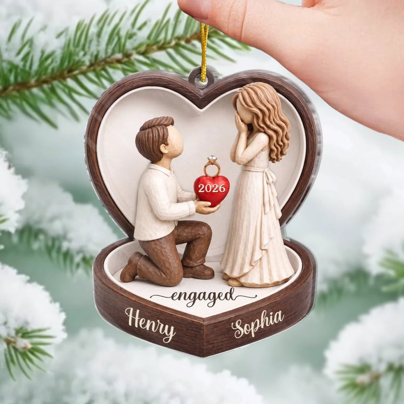 Custom First Christmas Acrylic Ornament - Personalized Anniversary Christmas Wedding Gifts For Husband And Wife, Him And Her - From Yes To Forever After