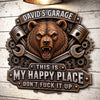 Custom Shaped Metal Sign - Personalized Birthday Gifts For Husband, Son, Grandson, Brother, Grandpa, Dad, Yourself - Beware Of The Garage Bear