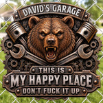 Custom Shaped Metal Sign - Personalized Birthday Gifts For Husband, Son, Grandson, Brother, Grandpa, Dad, Yourself - Beware Of The Garage Bear