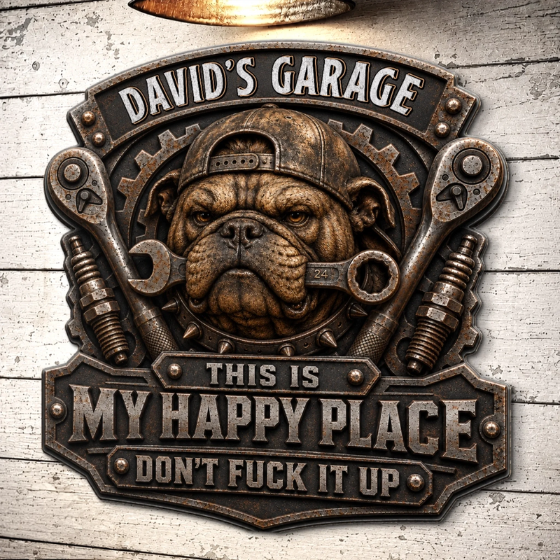 Custom Shaped Metal Sign - Personalized Birthday Gifts For Husband, Son, Grandson, Brother, Grandpa, Dad, Yourself - My Tools My Happy Place
