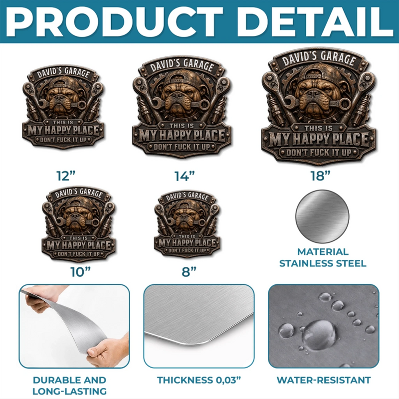 Custom Shaped Metal Sign - Personalized Birthday Gifts For Husband, Son, Grandson, Brother, Grandpa, Dad, Yourself - My Tools My Happy Place
