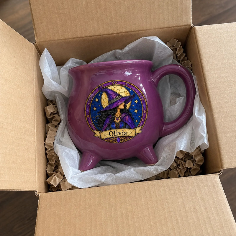 Custom Witchy Cauldron Coffee Mug - Personalized Halloween Gifts For Witch, Wife, Daughter, Besties, Sisters, Granddaughter, Grandma, Mom, Yourself - Moonlit Witch Vibes