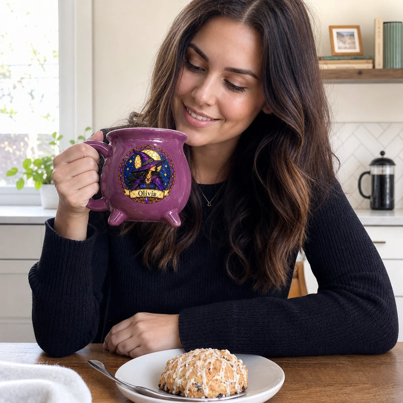 Custom Witchy Cauldron Coffee Mug - Personalized Halloween Gifts For Witch, Wife, Daughter, Besties, Sisters, Granddaughter, Grandma, Mom, Yourself - Moonlit Witch Vibes