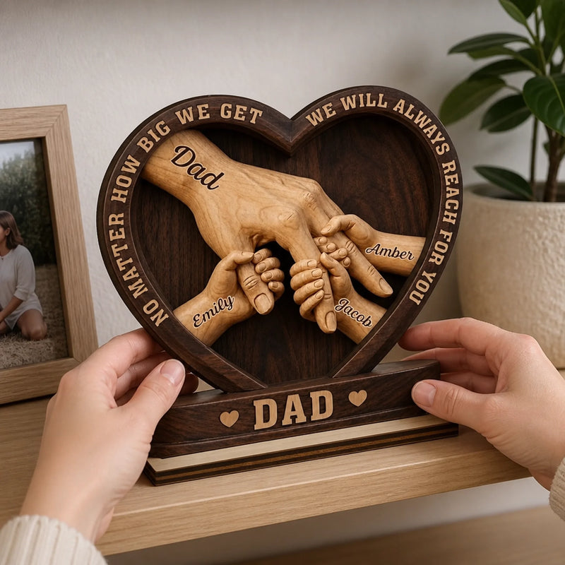 Custom 2-Layered Wooden Plaque - Personalized Father's Day Birthday Gifts For Dad, Grandpa - Created With Love