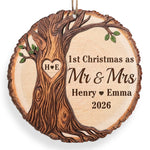 Custom First Christmas Wooden Ornament - Personalized Anniversary Christmas Wedding Gifts For Husband And Wife, Him And Her - Forever Rooted In Your Love