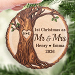 Custom First Christmas Wooden Ornament - Personalized Anniversary Christmas Wedding Gifts For Husband And Wife, Him And Her - Forever Rooted In Your Love