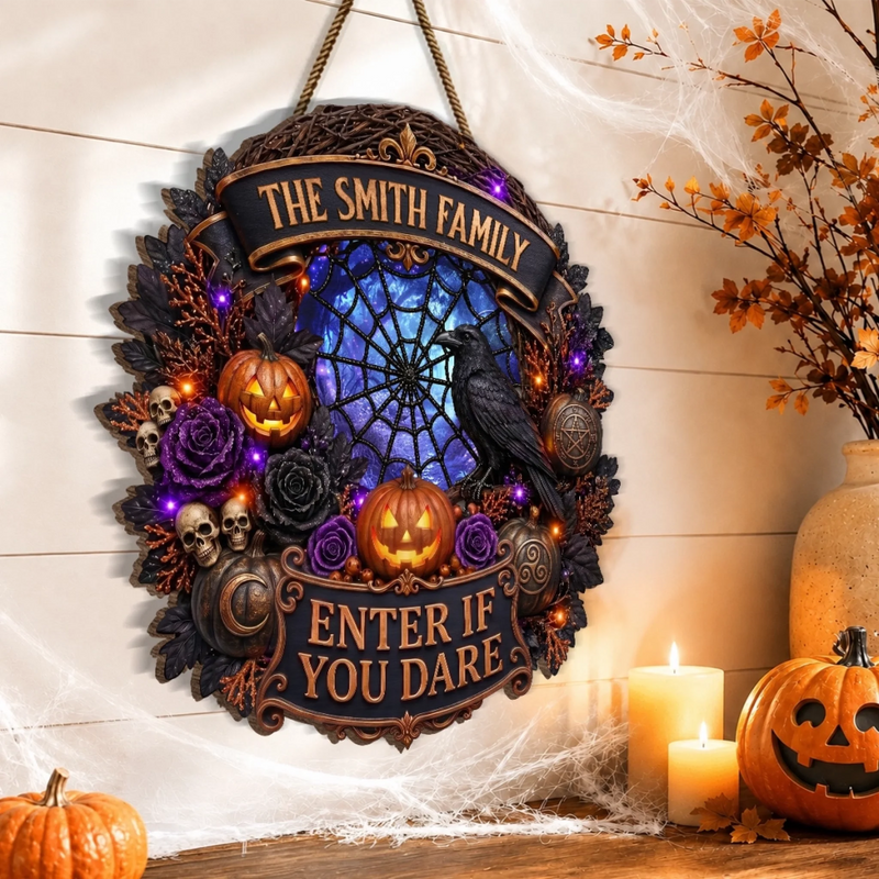 Custom Wood Sign - Personalized Halloween Decor Birthday Gifts For Mom, Dad, Brother, Sister - Spooky Vibes Only Here
