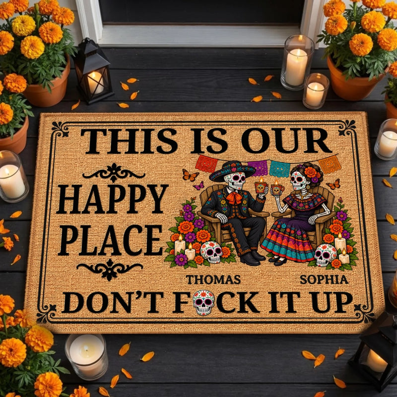 Custom Day Of The Dead Home Decor Decorative Mat - Personalized  Anniversary Wedding Gifts For Husband And Wife, Him And Her - Love You To Death