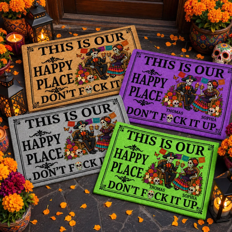 Custom Day Of The Dead Home Decor Decorative Mat - Personalized  Anniversary Wedding Gifts For Husband And Wife, Him And Her - Love You To Death