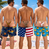 Custom Funny Patriotic Men Swim Trunks - Personalized Summer Vacation And Travel Gifts For Husband, Son, Grandson, Brother, Grandpa, Dad, Yourself - Salty Hair Zero Cares