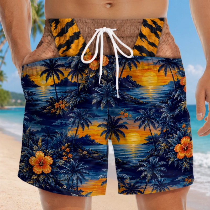Custom Funny Patriotic Men Swim Trunks - Personalized Summer Vacation And Travel Gifts For Husband, Son, Grandson, Brother, Grandpa, Dad, Yourself - Salty Hair Zero Cares
