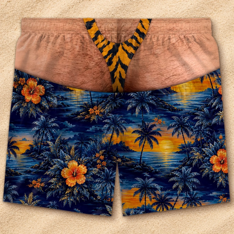 Custom Funny Patriotic Men Swim Trunks - Personalized Summer Vacation And Travel Gifts For Husband, Son, Grandson, Brother, Grandpa, Dad, Yourself - Salty Hair Zero Cares