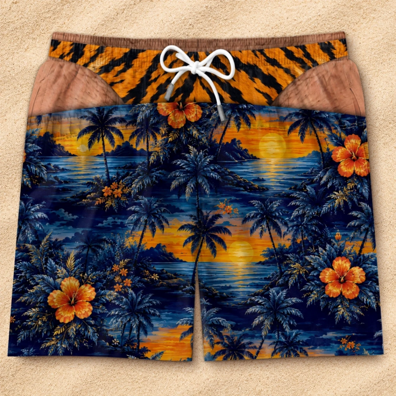 Custom Funny Patriotic Men Swim Trunks - Personalized Summer Vacation And Travel Gifts For Husband, Son, Grandson, Brother, Grandpa, Dad, Yourself - Gone Coastal Again