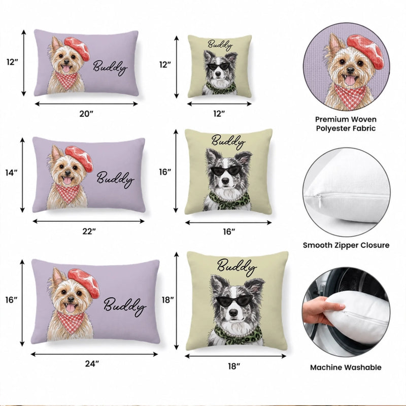Custom Photo Woven Pillow - Personalized Birthday Gifts For Dog Cat Lovers, Dog Dad And Mom, Cat Owners - Pawsitive Vibes Only