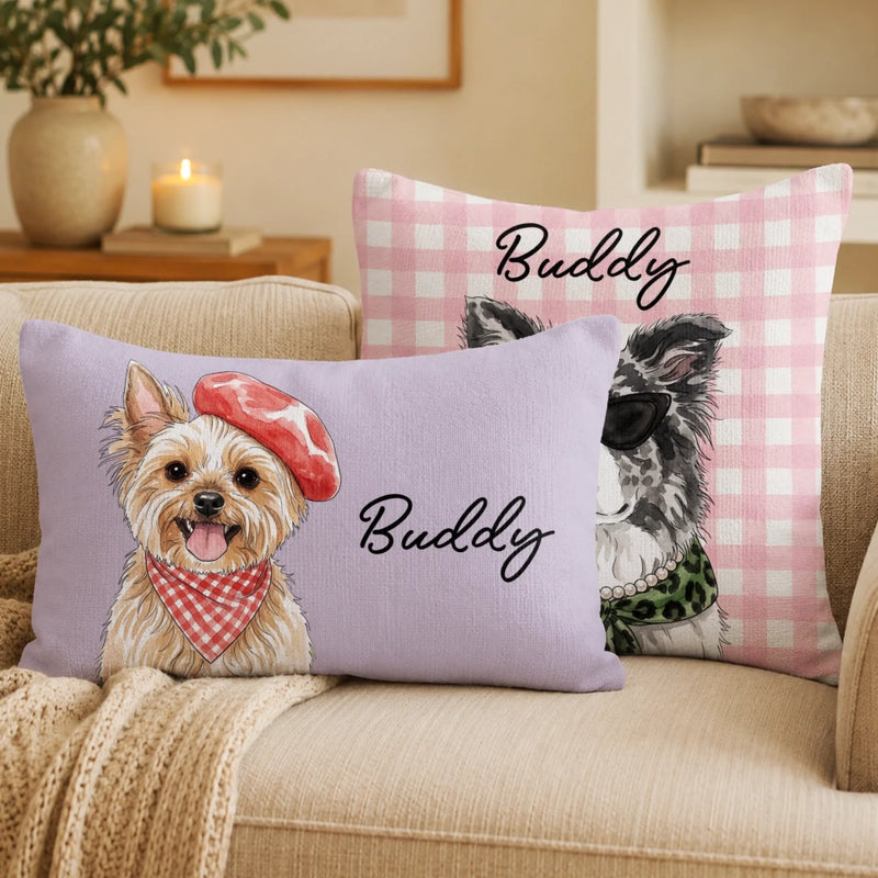 Custom Photo Woven Pillow - Personalized Birthday Gifts For Dog Cat Lovers, Dog Dad And Mom, Cat Owners - Pawsitive Vibes Only
