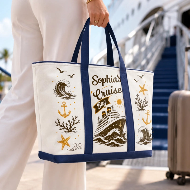 Custom Canvas Tote Bag - Personalized Summer Vacation And Travel Gifts For Mom, Dad, Brother, Sister - Sea Days Best Days