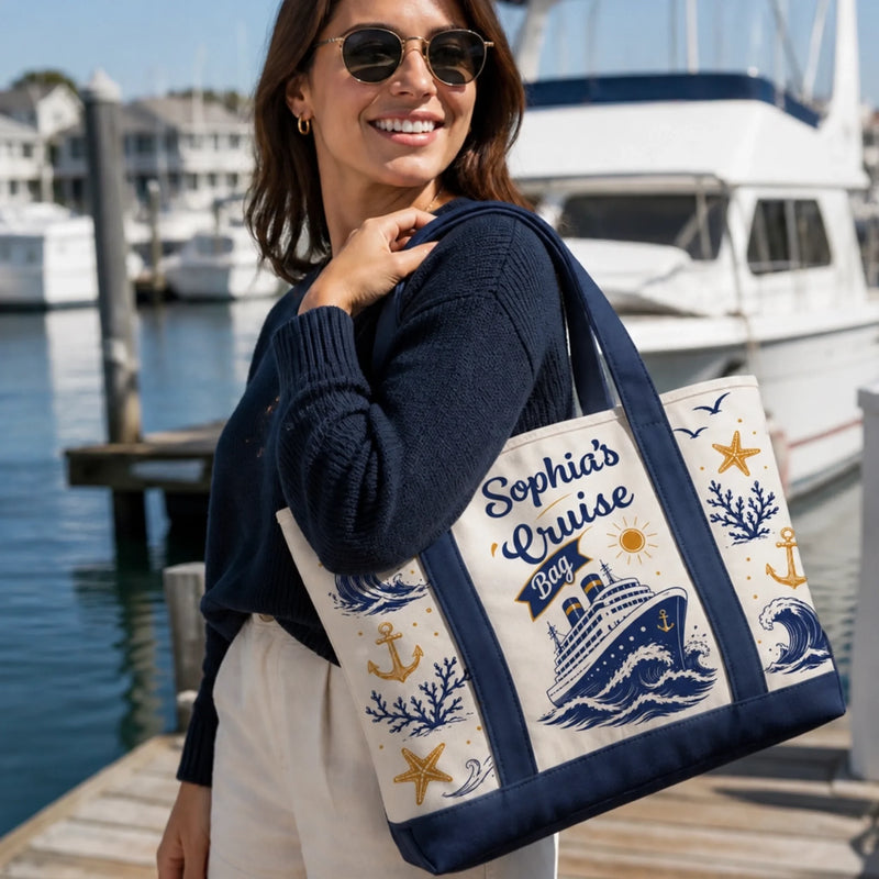 Custom Canvas Tote Bag - Personalized Summer Vacation And Travel Gifts For Mom, Dad, Brother, Sister - Sea Days Best Days