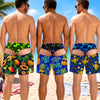 Custom Funny Men Swim Trunks - Personalized Birthday Gifts For Husband, Son, Grandson, Brother, Grandpa, Dad, Yourself - Tropical Party In Back