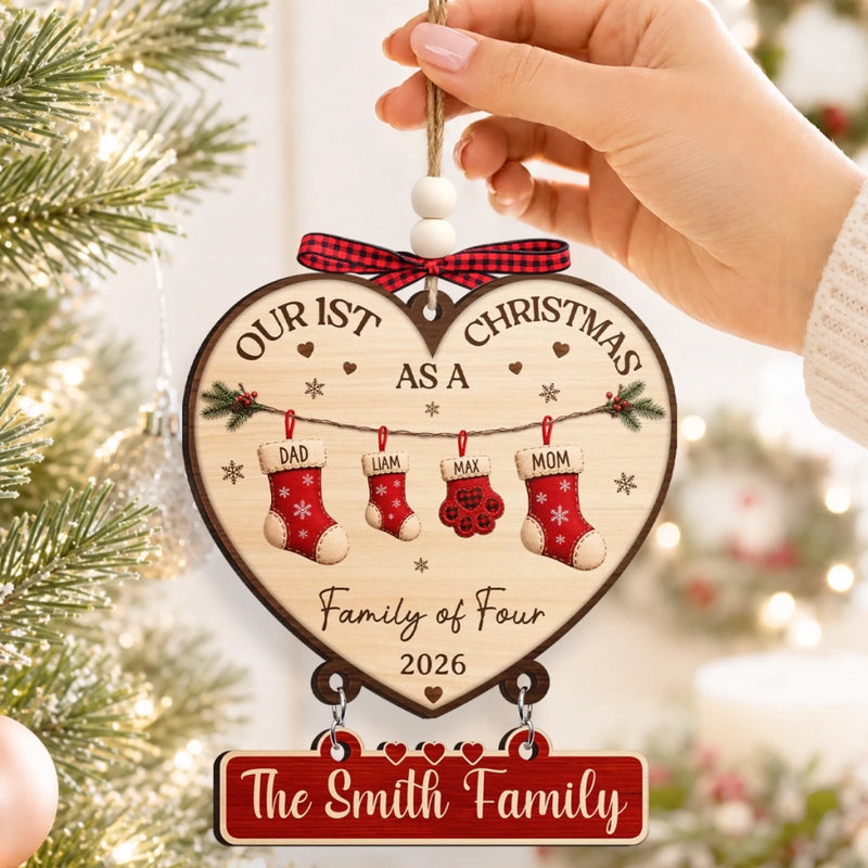 Custom First Christmas Wooden Ornament With Tag - Personalized Christmas Birthday Gifts For Mom, Dad, Brother, Sister - Blessed Beyond All Measure