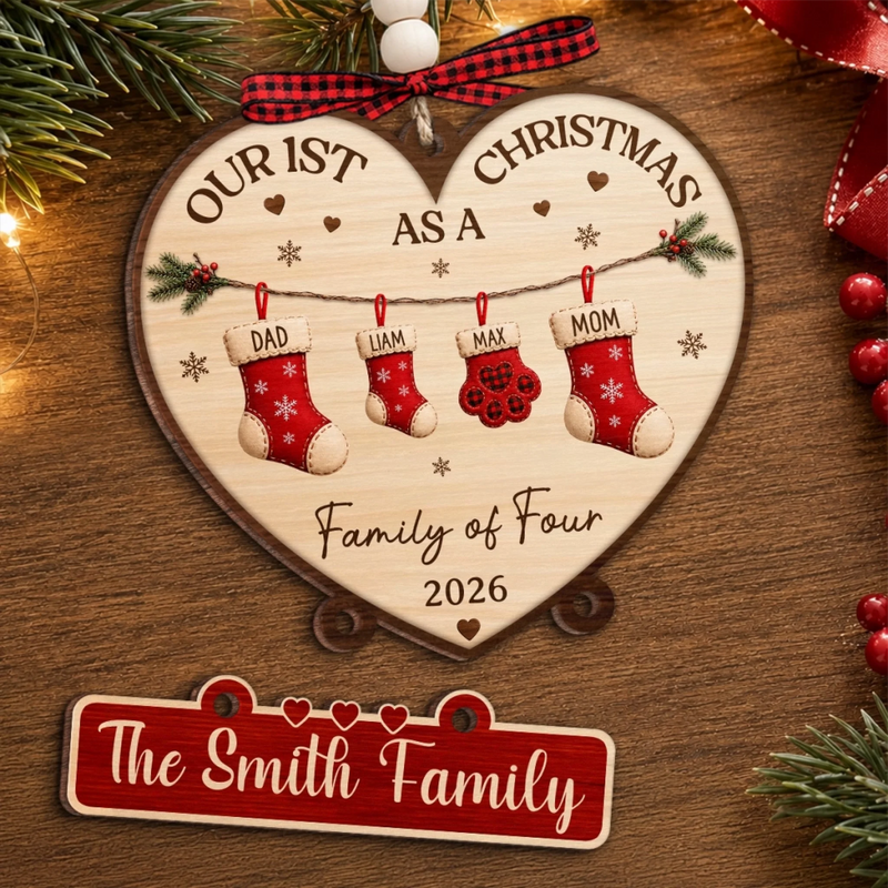 Custom First Christmas Wooden Ornament With Tag - Personalized Christmas Birthday Gifts For Mom, Dad, Brother, Sister - Blessed Beyond All Measure