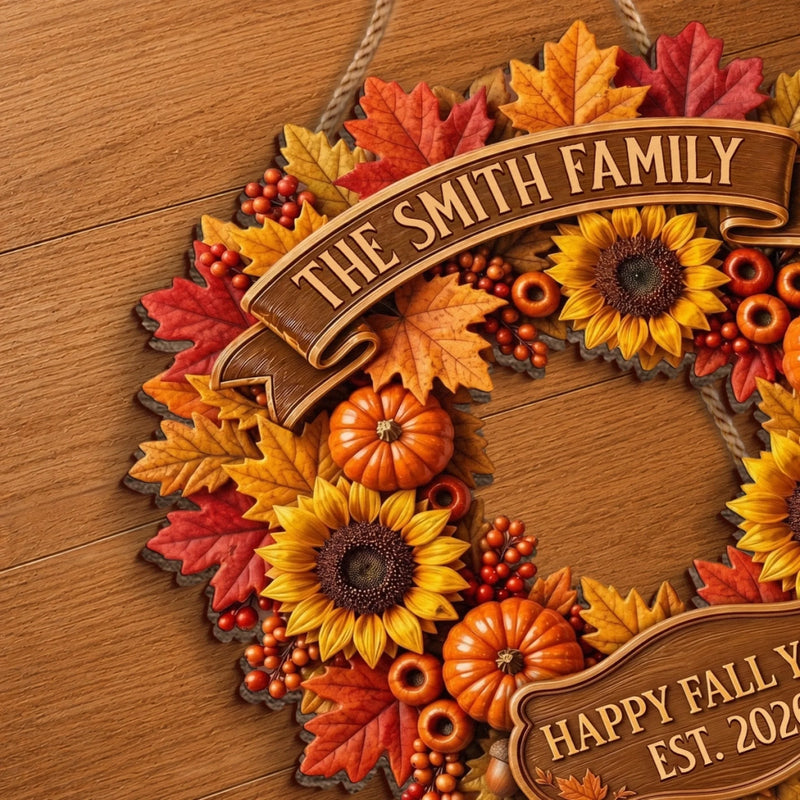 Custom Wood Sign - Personalized Halloween Decor Birthday Gifts For Mom, Dad, Brother, Sister - Warm Fall Sunshine Welcome