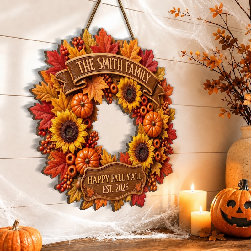 Custom Wood Sign - Personalized Halloween Decor Birthday Gifts For Mom, Dad, Brother, Sister - Warm Fall Sunshine Welcome