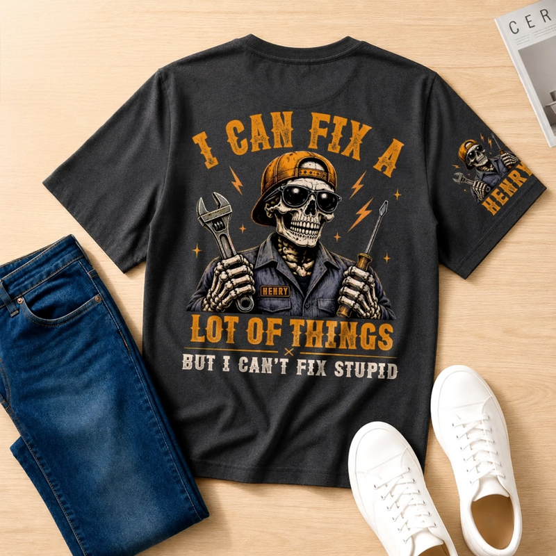 Custom Back Printed Shirt - Personalized Birthday Gifts For Husband, Son, Grandson, Brother, Grandpa, Dad, Yourself - Grease Gears Repeat