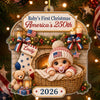 Custom First Christmas Acrylic Ornament - Personalized America 250th Anniversary Christmas Gifts For New Moms, New Dads, New Parents - Our First Holiday Memory