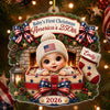 Custom First Christmas Acrylic Ornament - Personalized America 250th Anniversary Christmas Gifts For New Moms, New Dads, New Parents - A New Star Is Born