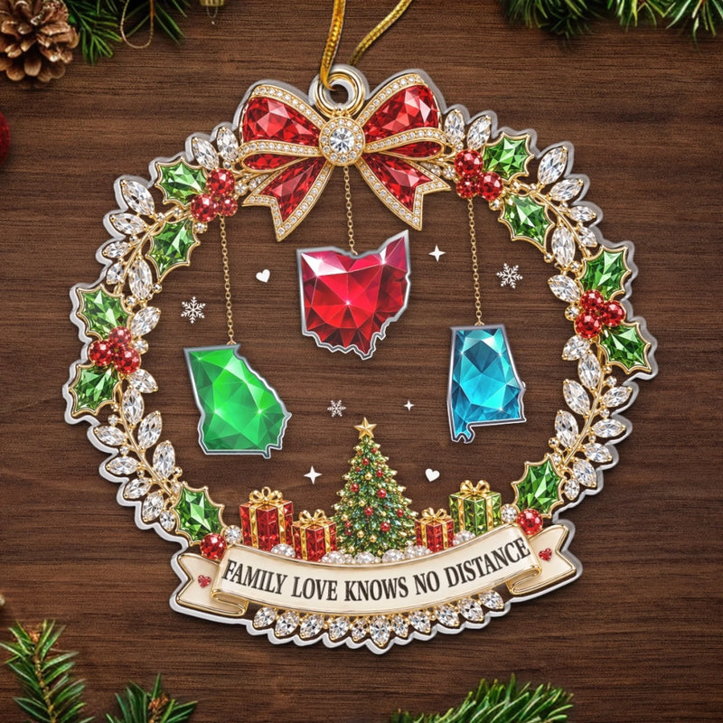 Custom Long Distance Acrylic Ornament - Personalized Christmas Birthday Gifts For Mom, Dad, Brother, Sister - No Distance Too Far Today