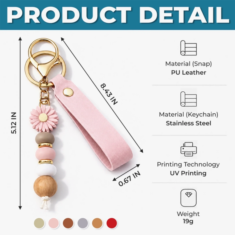 Custom Daisy Beaded Keychain - Personalized Birthday Gifts For Wife, Daughter, Besties, Sisters, Granddaughter, Grandma, Mom, Yourself - Your Birth Story In Bloom