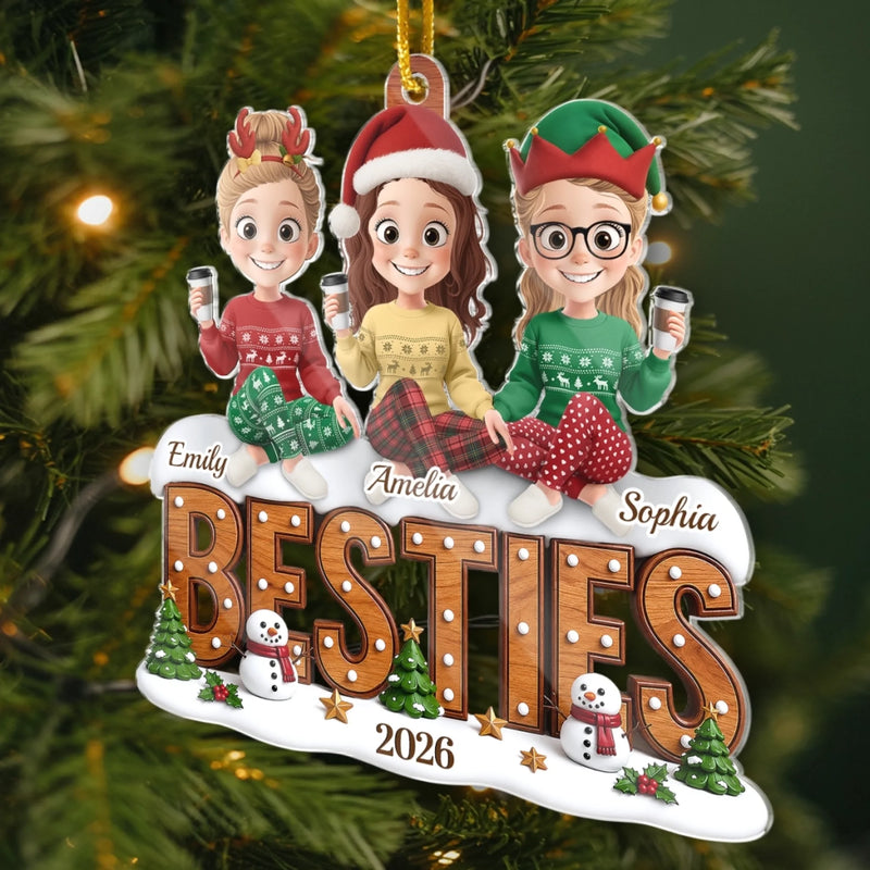 Custom Acrylic Ornament - Personalized Best Friend Christmas Birthday Gifts For Women, Besties, Sisters, BFF - Our Favorite Squad Season