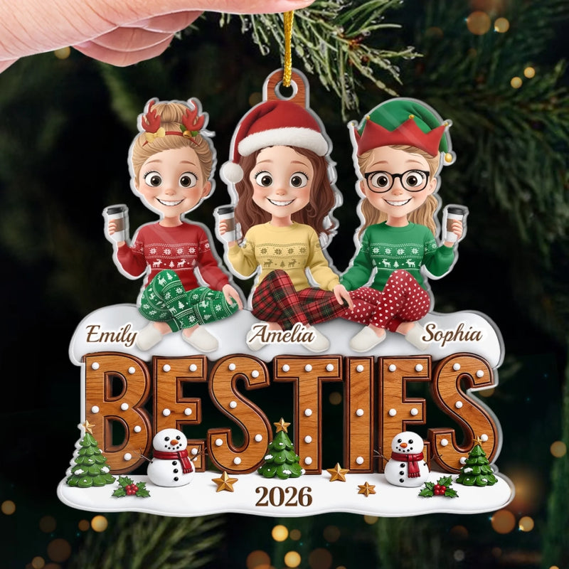 Custom Acrylic Ornament - Personalized Best Friend Christmas Birthday Gifts For Women, Besties, Sisters, BFF - Our Favorite Squad Season