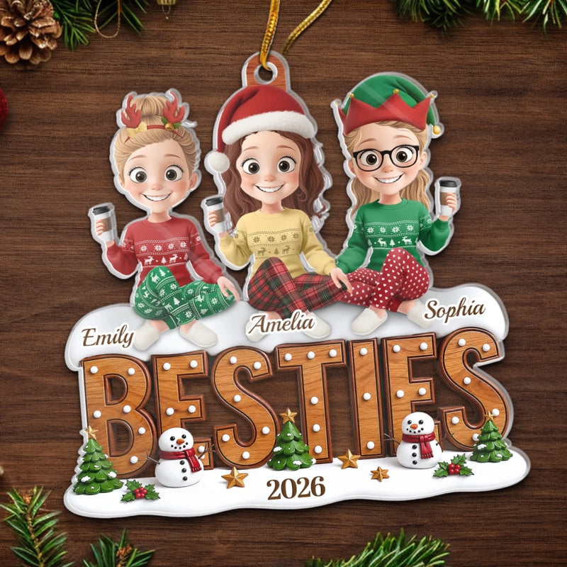 Custom Acrylic Ornament - Personalized Best Friend Christmas Birthday Gifts For Women, Besties, Sisters, BFF - Our Favorite Squad Season